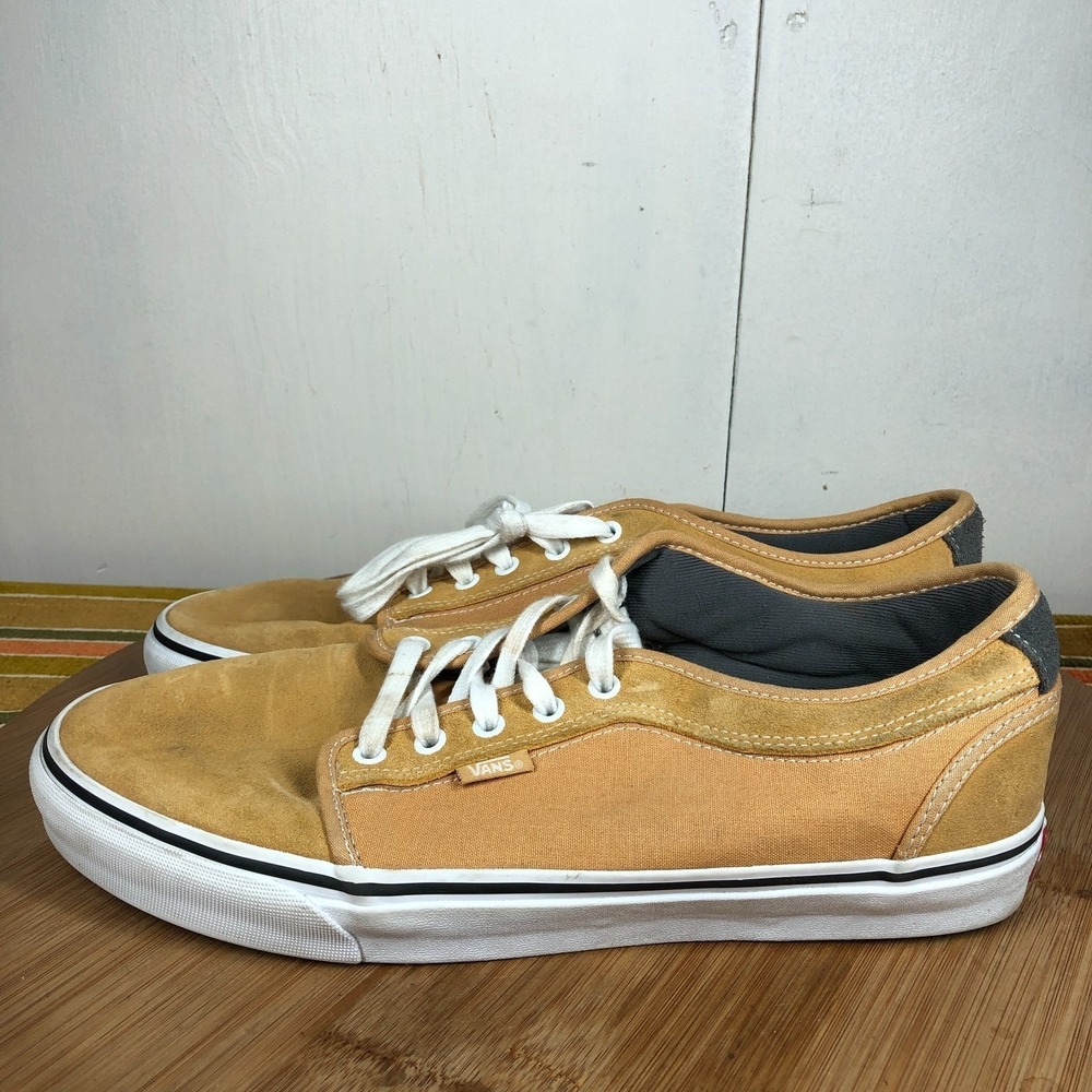 vans chukka low mens size 12 shoes yellow suede pro athletic skate sneakers